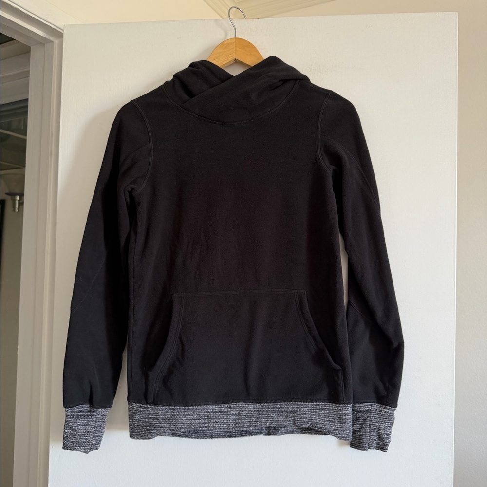 Lululemon Athletica Black/ Coco Pique Runaway Fleece Pullover Hoodie size XS EUC - Picture 10 of 14
